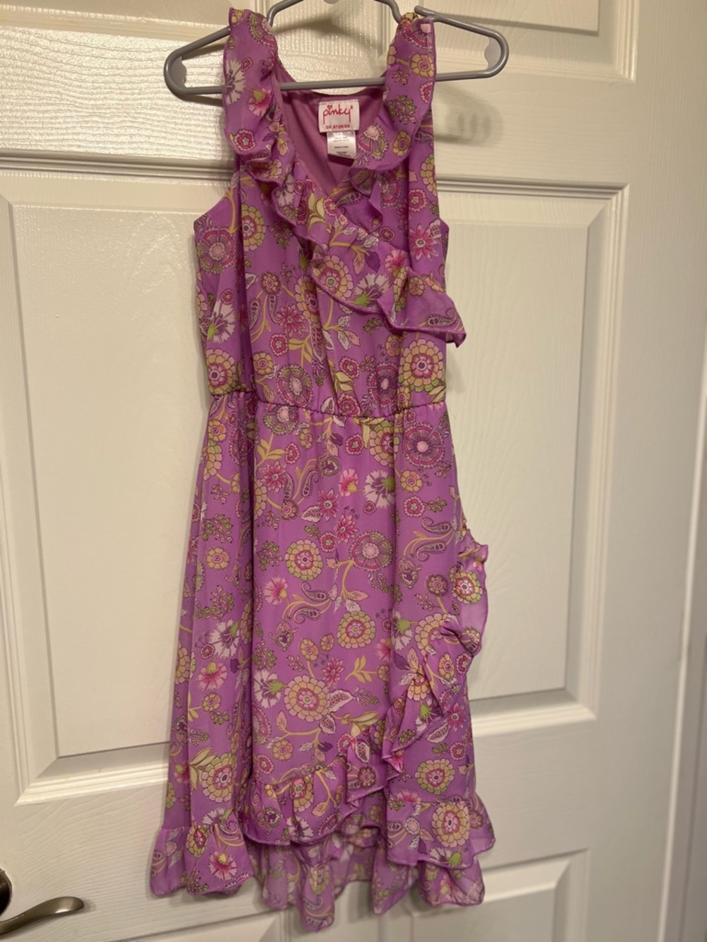 Pinky Lavender Floral Ruffle Dress